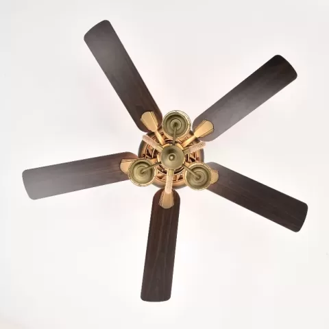 52inch Bronze Metal 3 Lights Ceiling Fan With 5 Wood Blades, Two Color Fan Blade, Ac Motor, Remote Control, Reversible Airflow, Multi Speed, Adjustable Height, Traditional 23