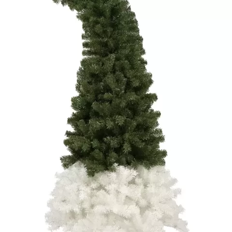 6ft Hinged Fir Artificial Fir Bent Top Christmas Tree, Xmas Tree Bendable Santa Hat Style Christmas Tree Holiday Decoration, 1250 Lush Branch Tips, 300 Led Lights X Mas 11