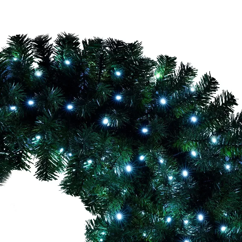 6ft Hinged Fir Artificial Fir Bent Top Christmas Tree, Xmas Tree Bendable Santa Hat Style Christmas Tree Holiday Decoration, 1250 Lush Branch Tips, 300 Led Lights X Mas 13