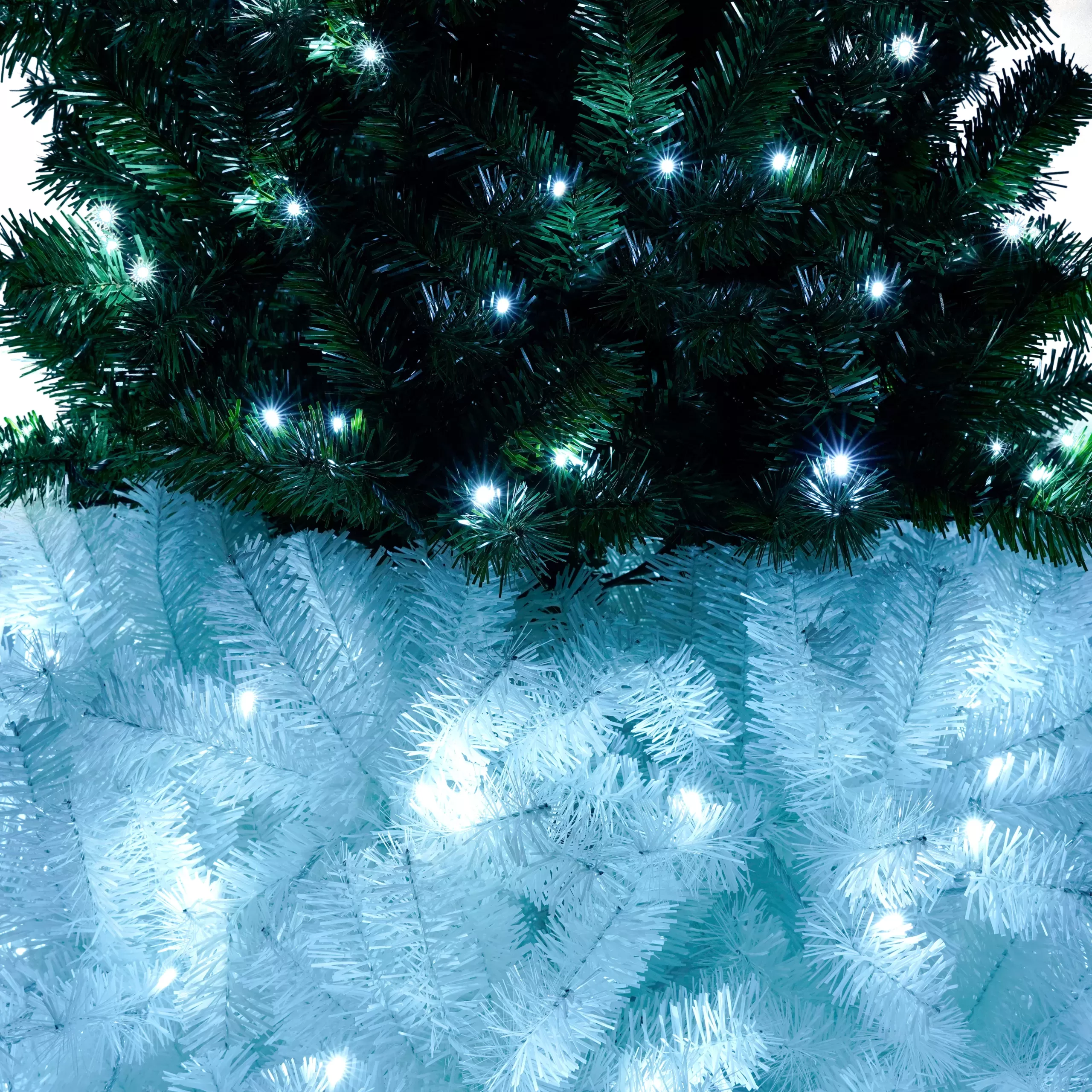 6ft Hinged Fir Artificial Fir Bent Top Christmas Tree, Xmas Tree Bendable Santa Hat Style Christmas Tree Holiday Decoration, 1250 Lush Branch Tips, 300 Led Lights X Mas 18