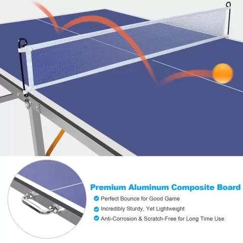 6ft Mid Size Table Tennis Table Foldable & Portable Ping Pong Table Set For Indoor & Outdoor Games With Net, 2 Table Tennis Paddles And 3 Balls 1