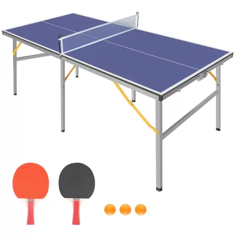 6ft Mid Size Table Tennis Table Foldable & Portable Ping Pong Table Set For Indoor & Outdoor Games With Net, 2 Table Tennis Paddles And 3 Balls 8