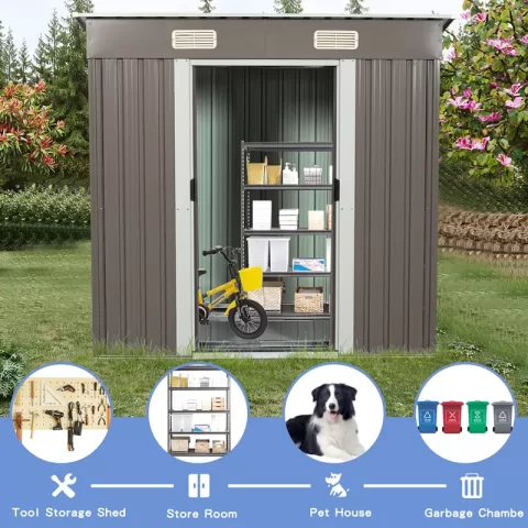 6ft X 4ft Outdoor Metal Storage Shed Outdoor Warehouse, Storage Room, Waste Tools And Furniture Storage Room, Chicken Coop, Duck Coop, Agricultural Tool Placement Space 18