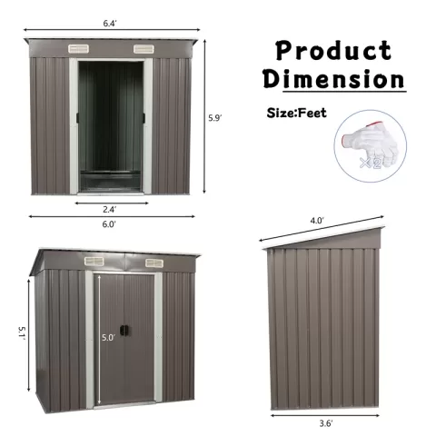 6ft X 4ft Outdoor Metal Storage Shed Outdoor Warehouse, Storage Room, Waste Tools And Furniture Storage Room, Chicken Coop, Duck Coop, Agricultural Tool Placement Space 20