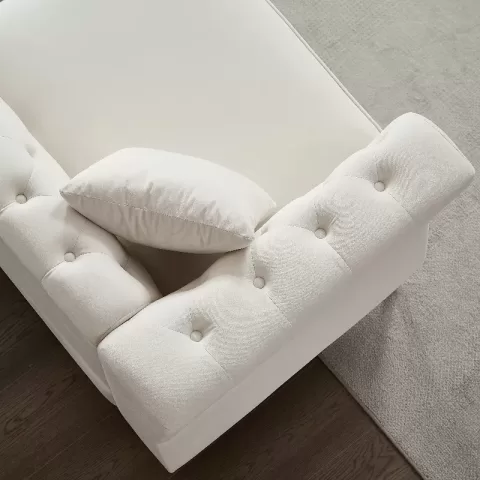 81.8 Chesterfield Sofa Grey Velvet For Living Room, 3 Seater Sofa Tufted Couch With Metal Foot And Nailhead For Living Room, Bedroom, Office, Apartment, Two Pillows 11