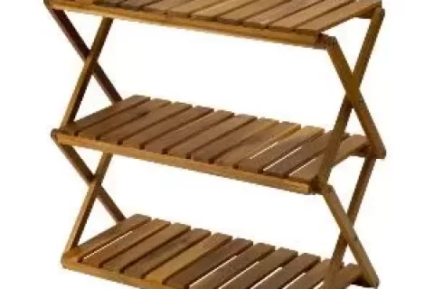 Acacia 3 Tiers Wooden Plants Stand Foldable Shoe Rack Multipurpose Shelf Perfect Idea For Living Room, Bedroom, Hallway, Bathroom Natural Color