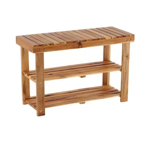 Acacia Wood Shoe Rack Bench Strong Weight Bearing Upto 200 LBS Best Ideas For Entryway Frontdoor Bathroom, Natural Color.