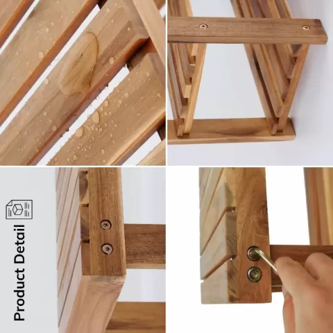 Acacia Wood Shoe Rack Bench Strong Weight Bearing Upto 200 LBS Best Ideas For Entryway Frontdoor Bathroom, Natural Color.
