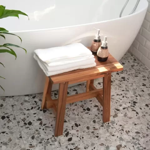 Acacia Wood Stool Rectangle Top Chairs Best Ideas End Tables For Sofas Sub-stool for Living Room Bedside Strong Weight Capacity Upto 250 LBS