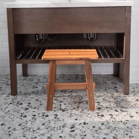 Acacia Wood Stool Rectangle Top Chairs Best Ideas End Tables For Sofas Sub-stool for Living Room Bedside Strong Weight Capacity Upto 250 LBS