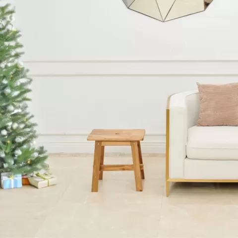 Acacia Wood Stool Rectangle Top Chairs Best Ideas End Tables For Sofas Sub-stool for Living Room Bedside Strong Weight Capacity Upto 250 LBS