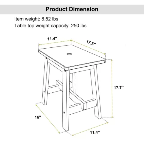Acacia Wood Stool Rectangle Top Chairs Best Ideas End Tables For Sofas Sub-stool for Living Room Bedside Strong Weight Capacity Upto 250 LBS