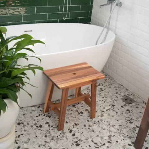 Acacia Wood Stool Rectangle Top Chairs Best Ideas End Tables For Sofas Sub-stool for Living Room Bedside Strong Weight Capacity Upto 250 LBS