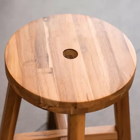 Acacia Wood Stool Round Top Chairs Best Ideas End Tables For Sofas Sub Stool For Living Room Bedside Strong Weight Capacity Upto 250 Lbs, Natural Color 0