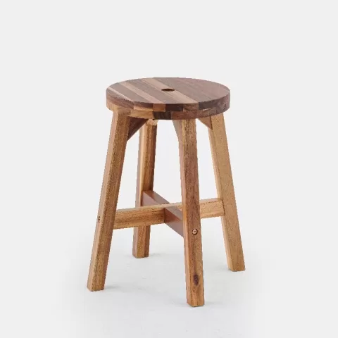 Acacia Wood Stool Round Top Chairs Best Ideas End Tables For Sofas Sub Stool For Living Room Bedside Strong Weight Capacity Upto 250 Lbs, Natural Color 1