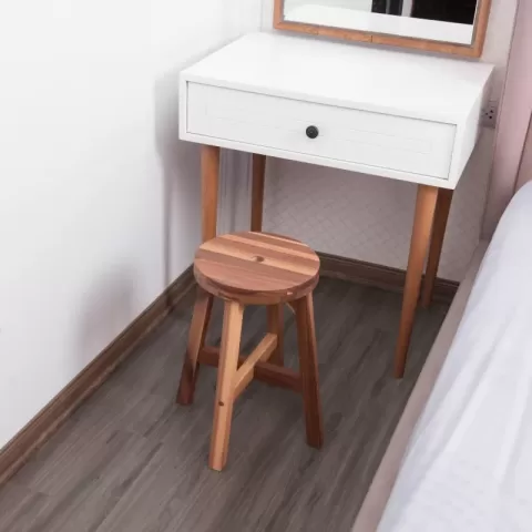 Acacia Wood Stool Round Top Chairs Best Ideas End Tables For Sofas Sub Stool For Living Room Bedside Strong Weight Capacity Upto 250 Lbs, Natural Color 13