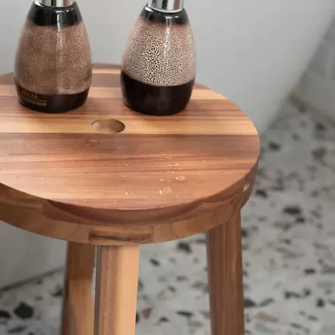 Acacia Wood Stool Round Top Chairs Best Ideas End Tables For Sofas Sub Stool For Living Room Bedside Strong Weight Capacity Upto 250 Lbs, Natural Color 15