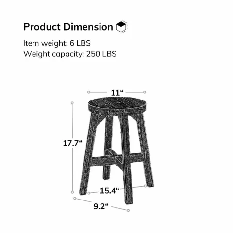 Acacia Wood Stool Round Top Chairs Best Ideas End Tables For Sofas Sub Stool For Living Room Bedside Strong Weight Capacity Upto 250 Lbs, Natural Color 6