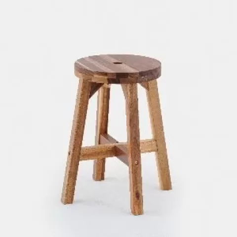 Acacia Wood Stool Round Top Chairs Best Ideas End Tables For Sofas Sub-stool for Living Room Bedside Strong Weight Capacity Upto 250 LBS