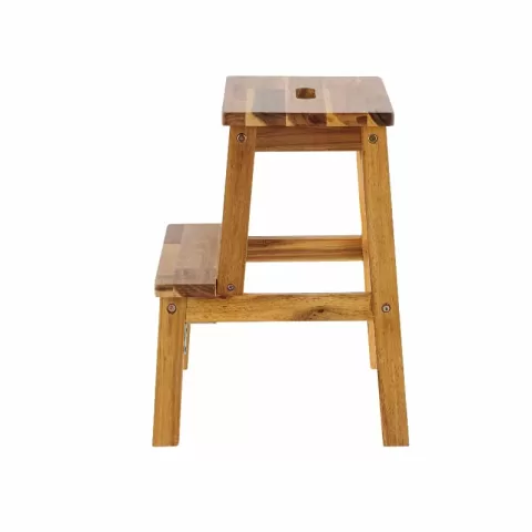 Acacia Wood Two Steps Stool Small Size Rectangle Top Best Ideas For Kitchen Living Room End Tables For Sofas Sub Stool For Living Room Bedside Strong Weight Capacity Upto 11