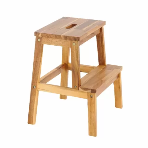 Acacia Wood Two Steps Stool Small Size Rectangle Top Best Ideas For Kitchen Living Room End Tables For Sofas Sub Stool For Living Room Bedside Strong Weight Capacity Upto 13