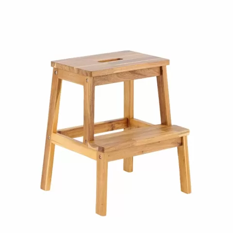 Acacia Wood Two Steps Stool Small Size Rectangle Top Best Ideas For Kitchen Living Room End Tables For Sofas Sub Stool For Living Room Bedside Strong Weight Capacity Upto 23