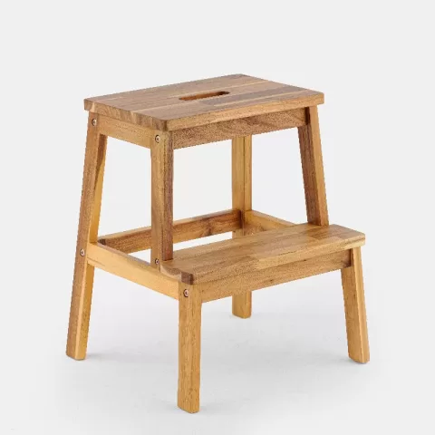Acacia Wood Two Steps Stool Small Size Rectangle Top Best Ideas For Kitchen Living Room End Tables For Sofas Sub Stool For Living Room Bedside Strong Weight Capacity Upto 250 1