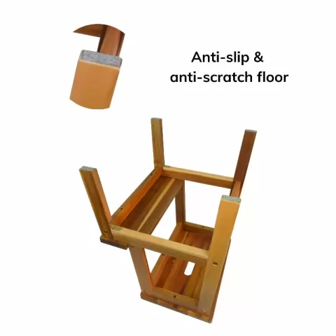 Acacia Wood Two Steps Stool Small Size Rectangle Top Best Ideas For Kitchen Living Room End Tables For Sofas Sub Stool For Living Room Bedside Strong Weight Capacity Upto 250 2