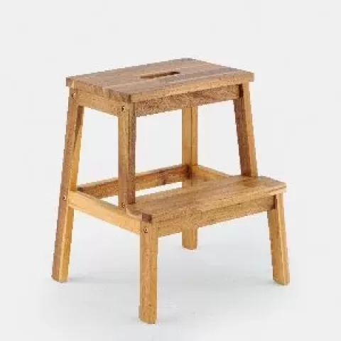 Acacia Wood Two Steps Stool Small Size Rectangle Top Best Ideas For Kitchen Living Room End Tables For Sofas Sub-stool for Living Room