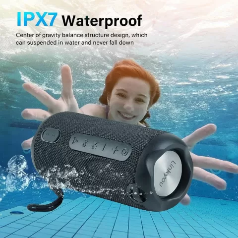 Bluetooth Speakers Portable Wireless Speaker with 30W Stereo Sound, Upgraded Portable Speaker Black, IPX7 Waterproof Shower Speaker, Playtime 30 Hours