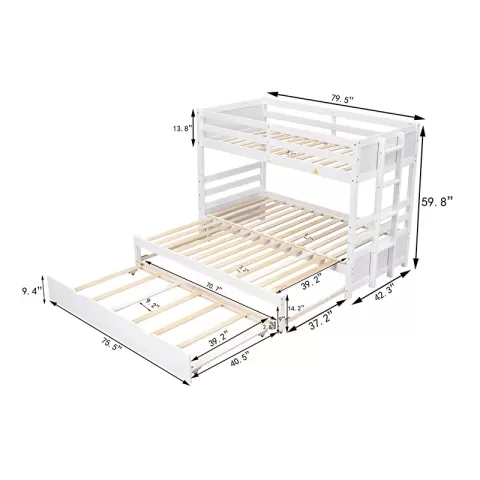 Bunk Bed With Trundle, White 3