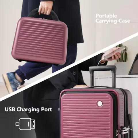Carry On Luggage 20 Inch Front Open Luggage Lightweight Suitcase With Front Pocket And Usb Port, 1 Portable Carrying Case 11
