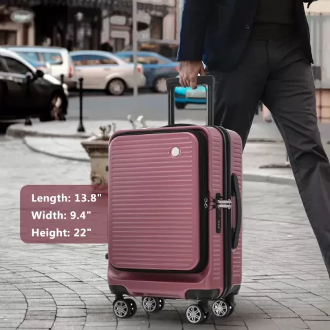 Carry On Luggage 20 Inch Front Open Luggage Lightweight Suitcase With Front Pocket And Usb Port, 1 Portable Carrying Case 9