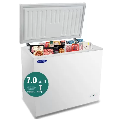 Chest Freezer 7.0 Cu.ft Solid Top Commercial Deep Chest Freezers With Lockable Stay Open Lid Painted For Back Of House Bulk Storage 3