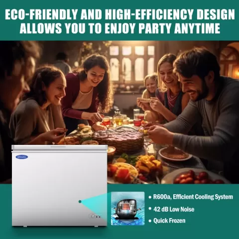Chest Freezer 7.0 Cu.ft Solid Top Commercial Deep Chest Freezers With Lockable Stay Open Lid Painted For Back Of House Bulk Storage 5