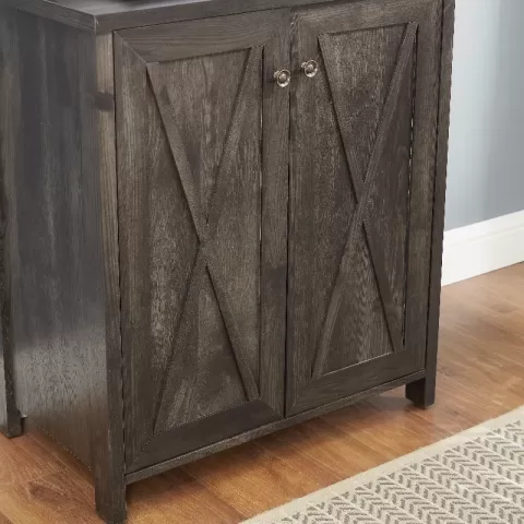 Coffee Bar Cabinet Kitchen Cabinet With Microwave Stand Metal Frame Side Home Source Bar Cabinet Cabinet And Hollow Out Barn Design Wood Cabinet L26.77''w15.75''h67.32'' 7
