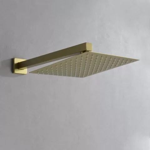 Complete Shower System with Rough-in Valve Faucet Modern Raincan 2-Setting Square Shower System Including Rain Shower Head and Handheld Spray Gold