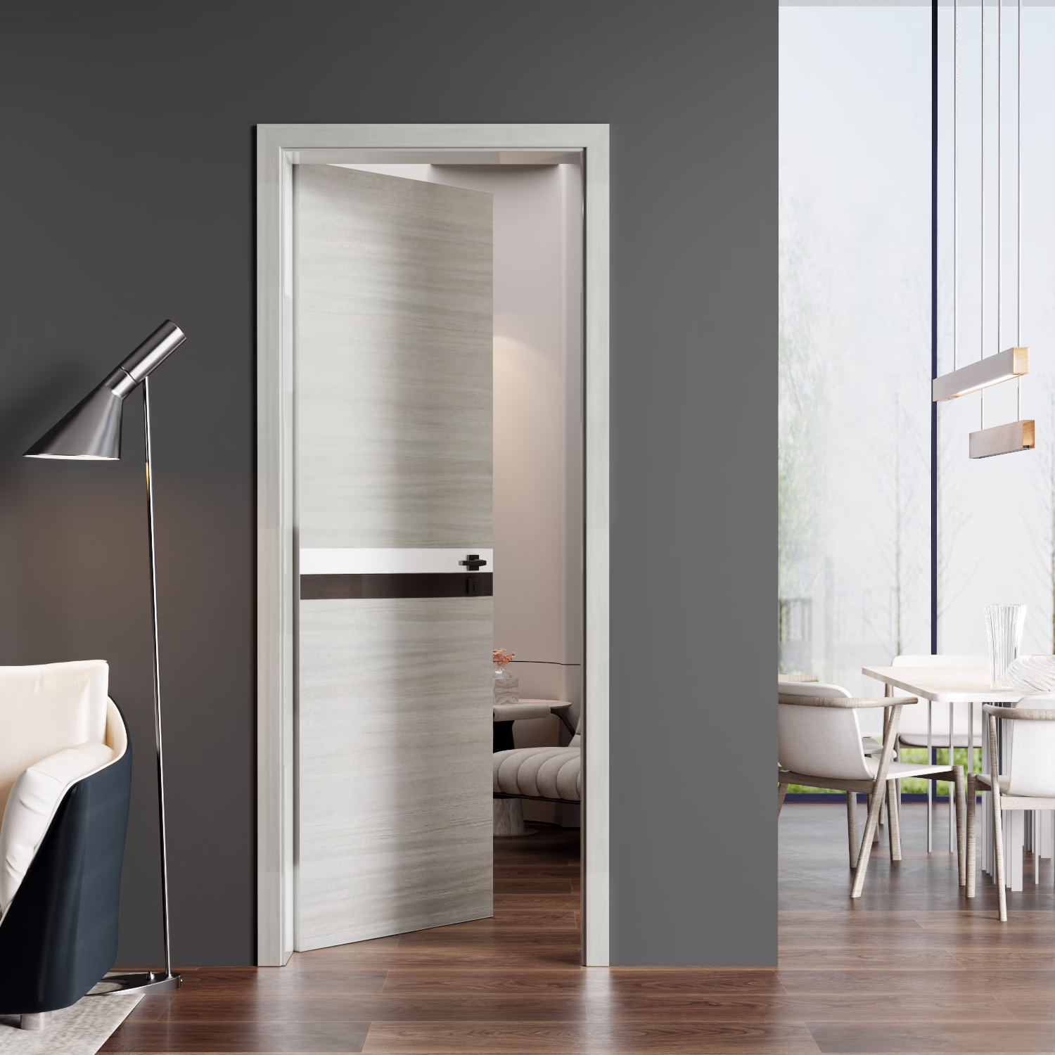 Door Frame Door Casing Kit, Suitable 80x24, 80x28.up To 84x36 Size Door Slab, Interior Door Jamb Frame Set And Door Trim Set, 4 916 Width, Simple And Stylish, Easy To Ins 16