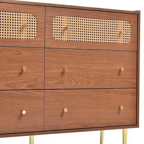 Dresser for Bedroom, Chest of Drawers, 6 Drawer Dresser, Floor Storage Drawer Cabinet for Home Office, Drawer chest of drawers rattan chest