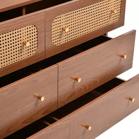 Dresser for Bedroom, Chest of Drawers, 6 Drawer Dresser, Floor Storage Drawer Cabinet for Home Office, Drawer chest of drawers rattan chest