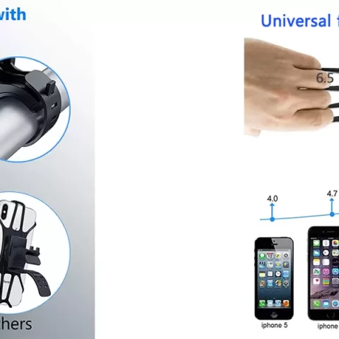 Flnorw Bicycle Phone Holder 360° Rotatable Adjustable Bike Phone Binding Bicycle Handles Compact And Resistant To Falling Mount Compatible For 4 To 6.5 Smartphones 2
