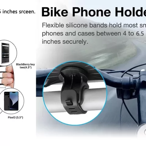 Flnorw Bicycle Phone Holder 360° Rotatable Adjustable Bike Phone Binding Bicycle Handles Compact And Resistant To Falling Mount Compatible For 4 To 6.5 Smartphones 3
