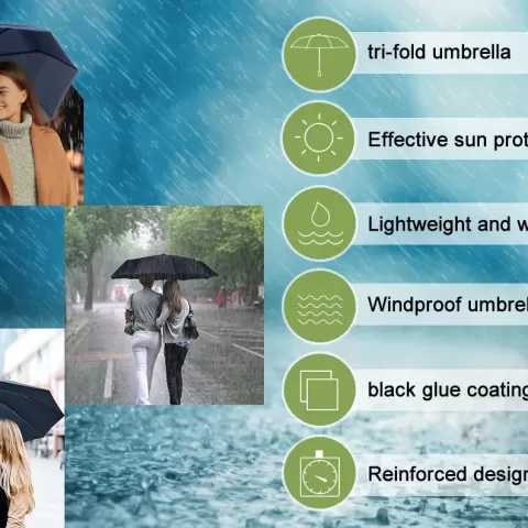Flnorw Blue Sky And White Clouds Travel Umbrella Windproof Sunproof Sun Blocking Uv Proof Heat Proof Rain Proof Automatic Opening Automatic Folding Umbrella Compact 3