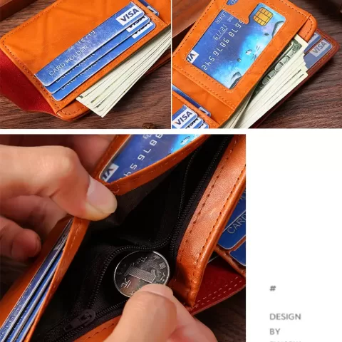 Flnorw Men's Business Wallet Bank Card Credit Id Card Money Holder Pack Gift Box Mens Gift Slim Wallet Credit Card Holder Airtag&standard Use 12 Card 14