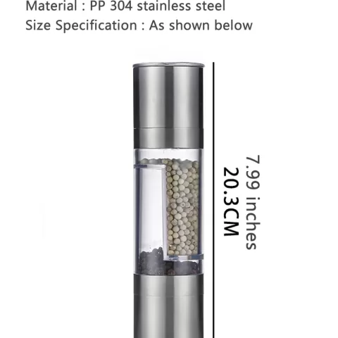 Flnorw Salt And Pepper Grinder 2 In 1 Manual Stainless Steel Salt Pepper Mill Herb Spice Grinder Shakers Refillable With And Clean Adjustable Coarseness Ceramic Rotor And Dual Clear Acrylic Chamber 1