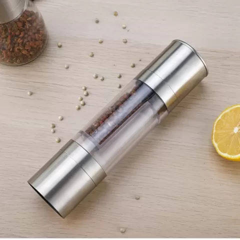 Flnorw Salt And Pepper Grinder 2 In 1 Manual Stainless Steel Salt Pepper Mill Herb Spice Grinder Shakers Refillable With And Clean Adjustable Coarseness Ceramic Rotor And Dual Clear Acrylic Chamber 11