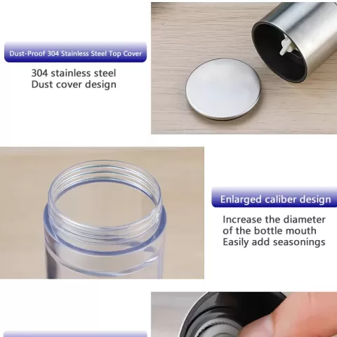 Flnorw Salt And Pepper Grinder 2 In 1 Manual Stainless Steel Salt Pepper Mill Herb Spice Grinder Shakers Refillable With And Clean Adjustable Coarseness Ceramic Rotor And Dual Clear Acrylic Chamber 2