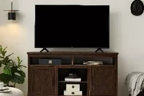 Farmhouse Barn Door Tv Media Stand Modern Entertainment Console For Tv Up To 65 With Open And Closed Storage Space,espresso L57.87w15.75h30.31