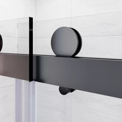 Frameless Sliding Shower Glass Door 56 60 In.w X 76 In. H,38(10mm) Thick Clear Tempered Glass,heavy Duty Stainless Steel Hardwares,matte Black,bypass Shower Enclosure 2