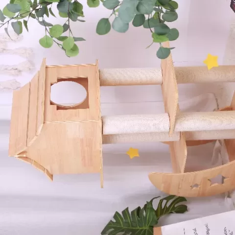 GalaxyCat Oasis - Premium Wooden Multi-Level Cat Climber with Space Capsule Cat Tower